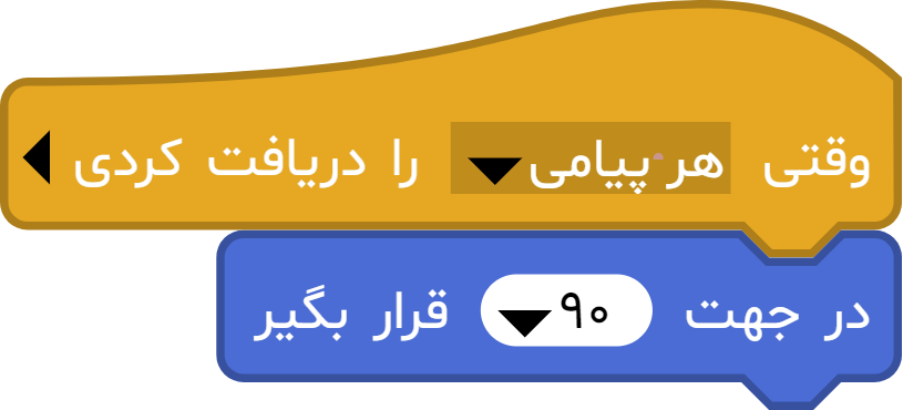 مثال وقتی پیام را دریافت کردی برنامه نویسی بلاکی